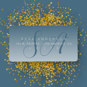 Étiquette Élégant Script Monogram Ombre Blue Adresse de reto