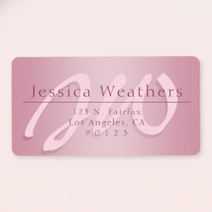 Étiquette Élégant Script Monogram Ombre Mauve Adresse de ret