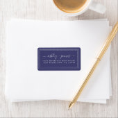 Étiquette Élégant Script Navy Blue Mariage Adresse de retour (En situation)