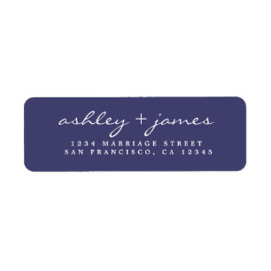 Étiquette Élégant Script Navy Blue Mariage Adresse de retour