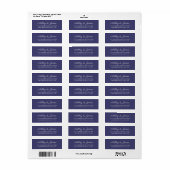 Étiquette Élégant Script Navy Blue Mariage Adresse de retour (Feuille entière)