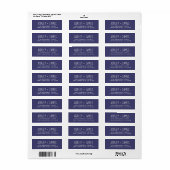 Étiquette Élégant Script Navy Blue Mariage Adresse de retour (Feuille entière)