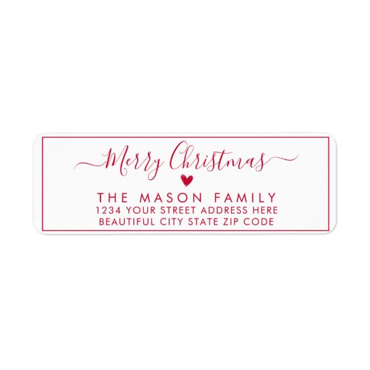 Étiquette Élégant Script Noël Adresse de retour Label (Devant)
