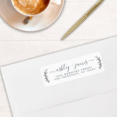Étiquette Élégant Script noir blanc Mariage Adresse de retou