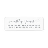 Étiquette Élégant Script noir blanc Mariage Adresse de retou (Devant)