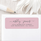 Étiquette Élégant Script Parfait Mariage rose Adresse de ret (En situation)
