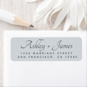 Étiquette Élégant Script Pastel Blue Mariage Adresse de reto (En situation)
