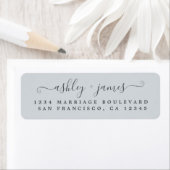 Étiquette Élégant Script Pastel Blue Mariage Adresse de reto (En situation)