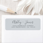 Étiquette Élégant Script Pastel Blue Mariage Adresse de reto (En situation)