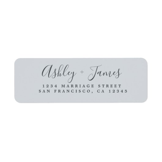 Étiquette Élégant Script Pastel Blue Mariage Adresse de reto (Devant)