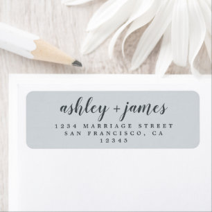 Étiquette Élégant Script Pastel Blue Mariage Adresse de reto