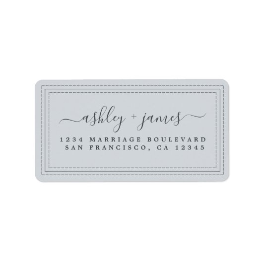 Étiquette Élégant Script Pastel Blue Mariage Adresse de reto (Devant)