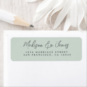 Étiquette Élégant Script Pastel Green Mariage Adresse de ret (En situation)