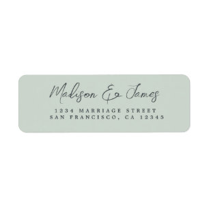 Étiquette Élégant Script Pastel Green Mariage Adresse de ret