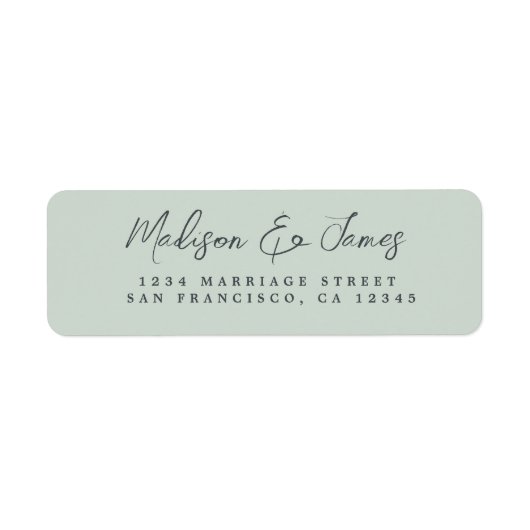 Étiquette Élégant Script Pastel Green Mariage Adresse de ret (Devant)