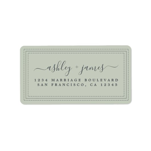 Étiquette Élégant Script Pastel Green Mariage Adresse de ret (Devant)