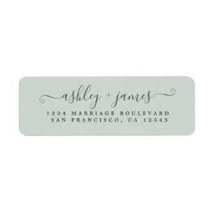Étiquette Élégant Script Pastel Green Mariage Adresse de ret