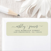 Étiquette Élégant Script Pastel Green Mariage Adresse de ret (En situation)