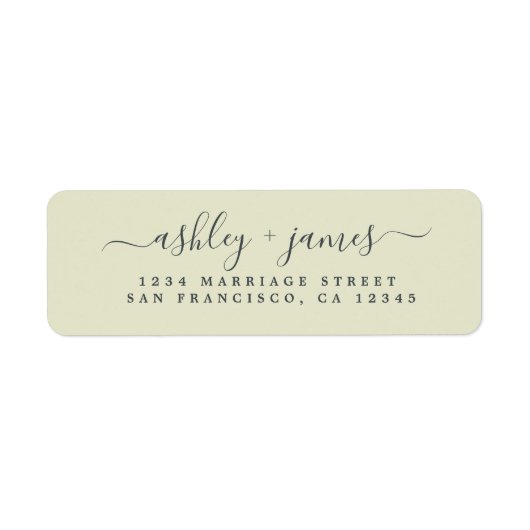 Étiquette Élégant Script Pastel Green Mariage Adresse de ret (Devant)