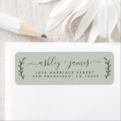 Étiquette Élégant Script Pastel Green Mariage Adresse de ret (En situation)