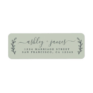 Étiquette Élégant Script Pastel Green Mariage Adresse de ret