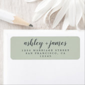 Étiquette Élégant Script Pastel Green Mariage Adresse de ret (En situation)