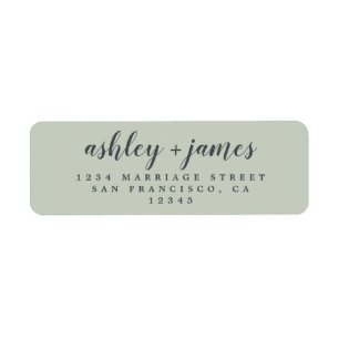 Étiquette Élégant Script Pastel Green Mariage Adresse de ret