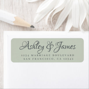 Étiquette Élégant Script Pastel Green Mariage Adresse de ret