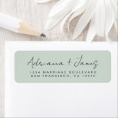Étiquette Élégant Script Pastel Green Mariage Adresse de ret (En situation)