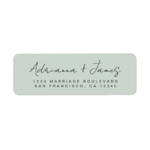 Étiquette Élégant Script Pastel Green Mariage Adresse de ret