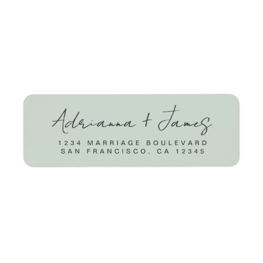Étiquette Élégant Script Pastel Green Mariage Adresse de ret (Devant)