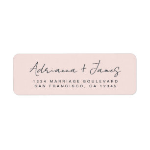Étiquette Élégant Script Pastel Mariage rose Adresse de reto