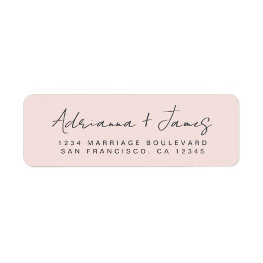 Étiquette Élégant Script Pastel Mariage rose Adresse de reto (Devant)