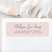 Étiquette Élégant Script Pastel Mariage rose Adresse de reto (En situation)