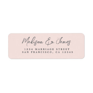 Étiquette Élégant Script Pastel Mariage rose Adresse de reto