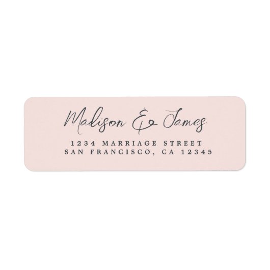 Étiquette Élégant Script Pastel Mariage rose Adresse de reto (Devant)