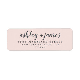 Étiquette Élégant Script Pastel Mariage rose Adresse de reto