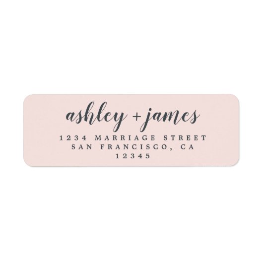 Étiquette Élégant Script Pastel Mariage rose Adresse de reto (Devant)
