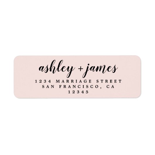 Étiquette Élégant Script Pastel Mariage rose Adresse de reto (Devant)