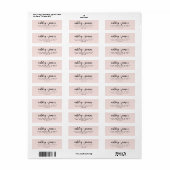 Étiquette Élégant Script Pastel Mariage rose Adresse de reto (Feuille entière)