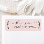 Étiquette Élégant Script Pastel Mariage rose Adresse de reto (En situation)