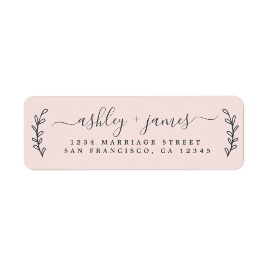 Étiquette Élégant Script Pastel Mariage rose Adresse de reto (Devant)