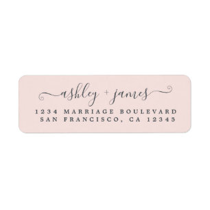 Étiquette Élégant Script Pastel Mariage rose Adresse de reto
