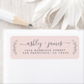 Étiquette Élégant Script Pastel Mariage rose Adresse de reto (En situation)