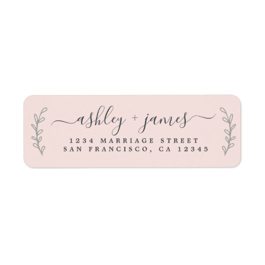 Étiquette Élégant Script Pastel Mariage rose Adresse de reto (Devant)