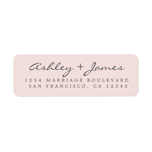 Étiquette Élégant Script Pastel Mariage rose Adresse de reto (Devant)