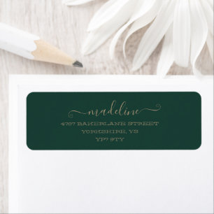Étiquette Élégant script personnalisé Emerald Nom vert Adres