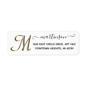 Étiquette Élégant Script personnalisé Gold Adresse de retour