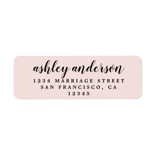 Étiquette Élégant Script personnalisé Pastel Rose Adresse de (Devant)