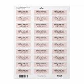 Étiquette Élégant Script personnalisé Pastel Rose Adresse de (Feuille entière)